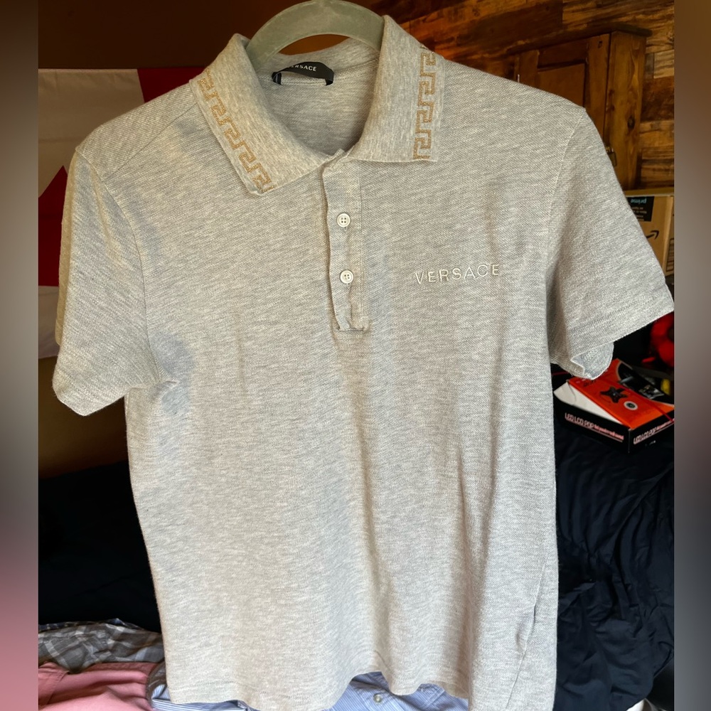 Versace Light Gray Polo Shirt for Men